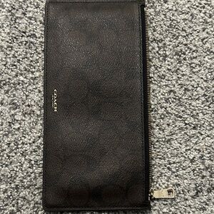 Coach Dark Brown Leather Long Wallet